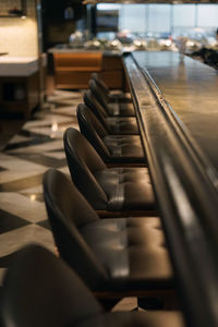 Close-up of piano keys in restaurant