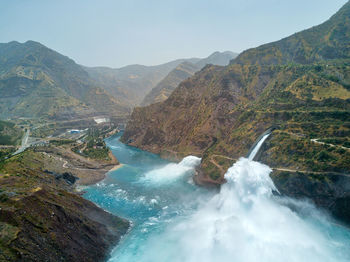 Scenic view of waterfall