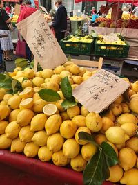 Various fruits for sale at market stall