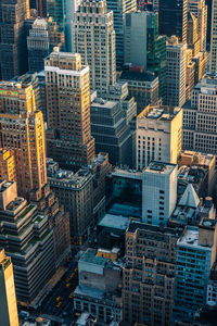 High angle view of modern buildings in city