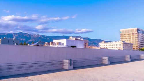 View of city against blue sky