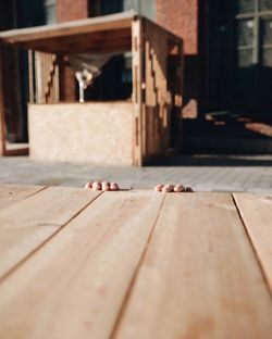 Surface level on table against building