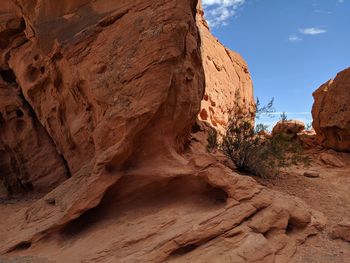 Rock formation on land against sky