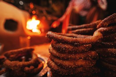 Close-up of chocolate pretzels