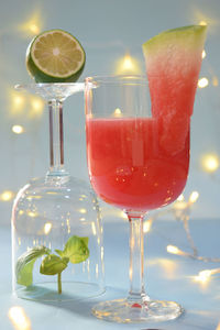 Close-up of wineglass on table