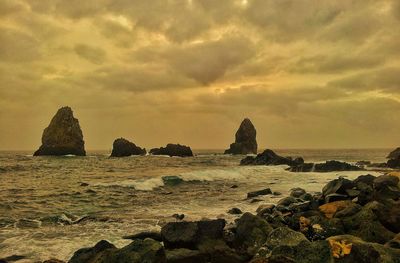 Scenic view of sea against sky during sunset