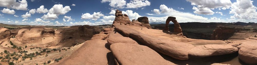 Panoramic view of rock formations against sky