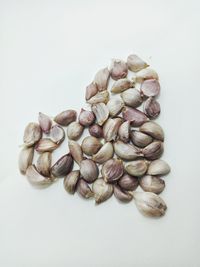 High angle view of cookies against white background