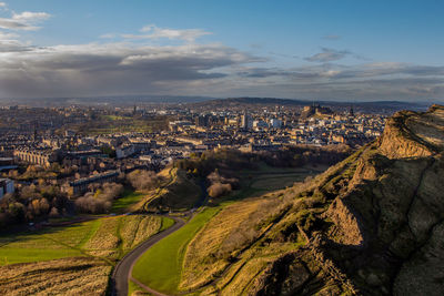 High angle view of city