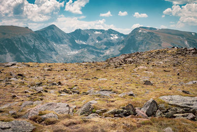 Scenic view of mountains against sky