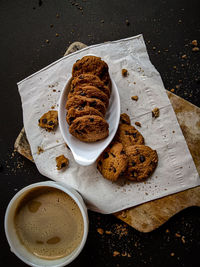 Cookies and coffee top view