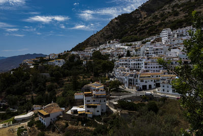 High angle view of buildings in city