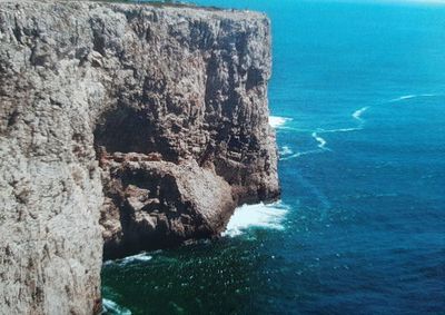 View of rock formation in sea