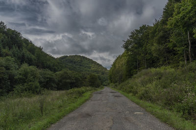 Road amidst trees against sky