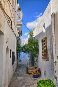 Alley amidst buildings in city against sky