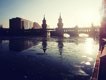 View of city at sunset