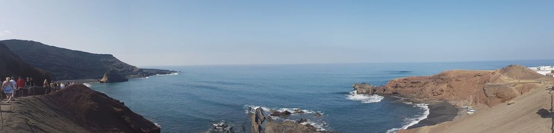 Panoramic view of sea against clear sky