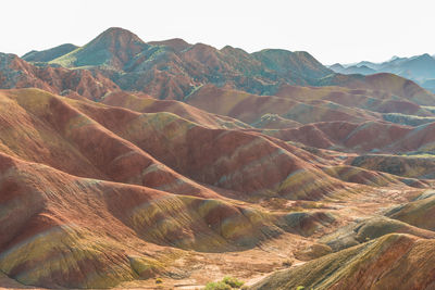 Scenic view of colorful mountains at zhangye national geopark