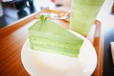 High angle view of dessert on table