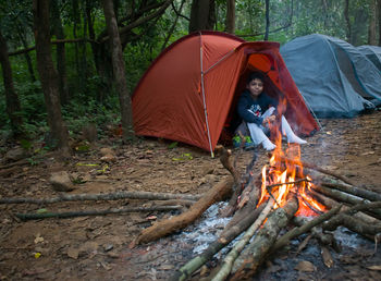 Tent in forest