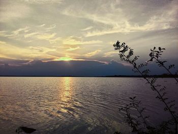 Scenic view of sea at sunset