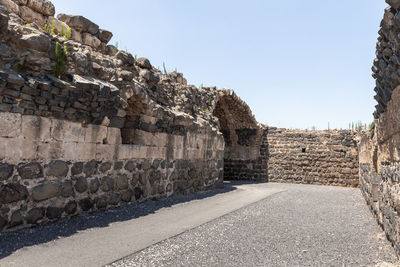 View of old ruins against clear sky