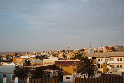 High angle view of townscape against sky