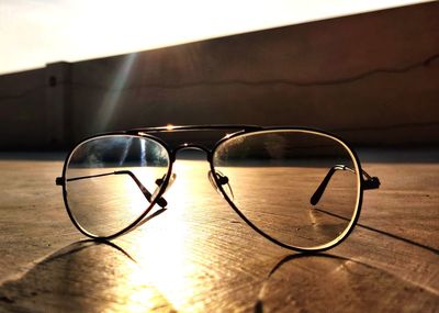 Close-up of sunglasses on table