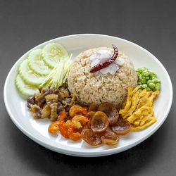 Close-up of food in plate on table