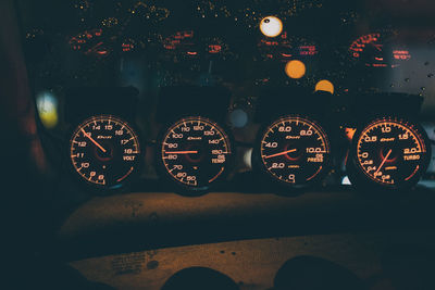 Close-up of illuminated dashboard