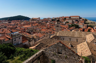 Aerial view of townscape against sky