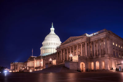 View of historic building at night