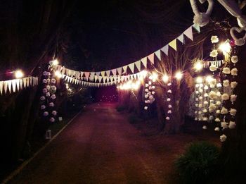 Illuminated street lights at night