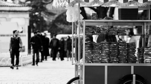 People standing on street in city