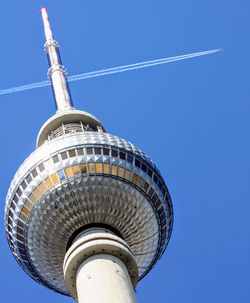 Low angle view of building against blue sky