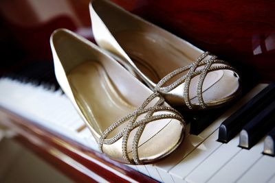 High angle view of shoes on table