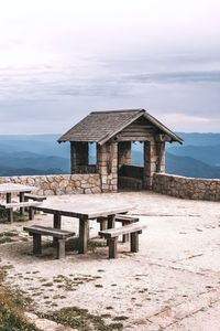 Built structure on australian mountain against sky during sunset