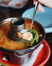 Close-up of hand holding food