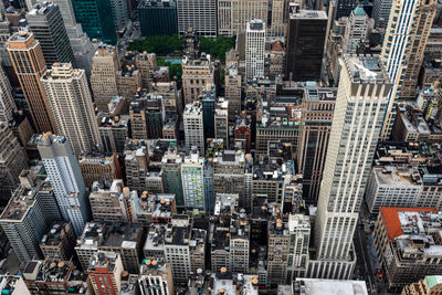 High angle view of buildings in city