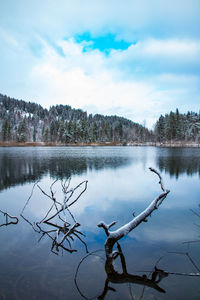 Scenic view of lake against sky