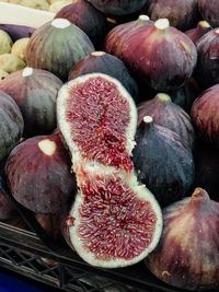 High angle view of fruits for sale in market