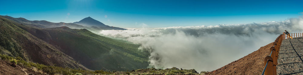 Panoramic view of waterfall against sky