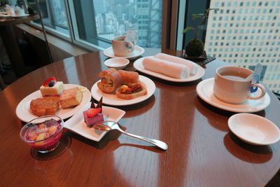 Breakfast served on table