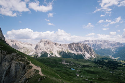 Panoramic view of landscape and mountains against sky