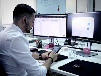 Man working on table