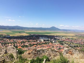 High angle view of town against sky