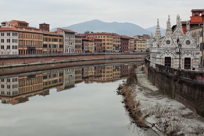 Reflection of buildings in city