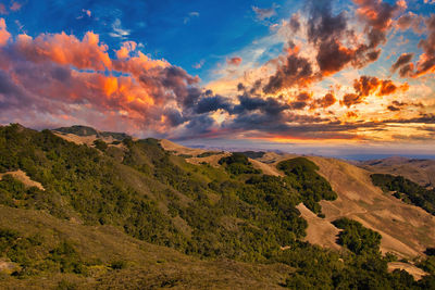 Scenic view of landscape against sky during sunset