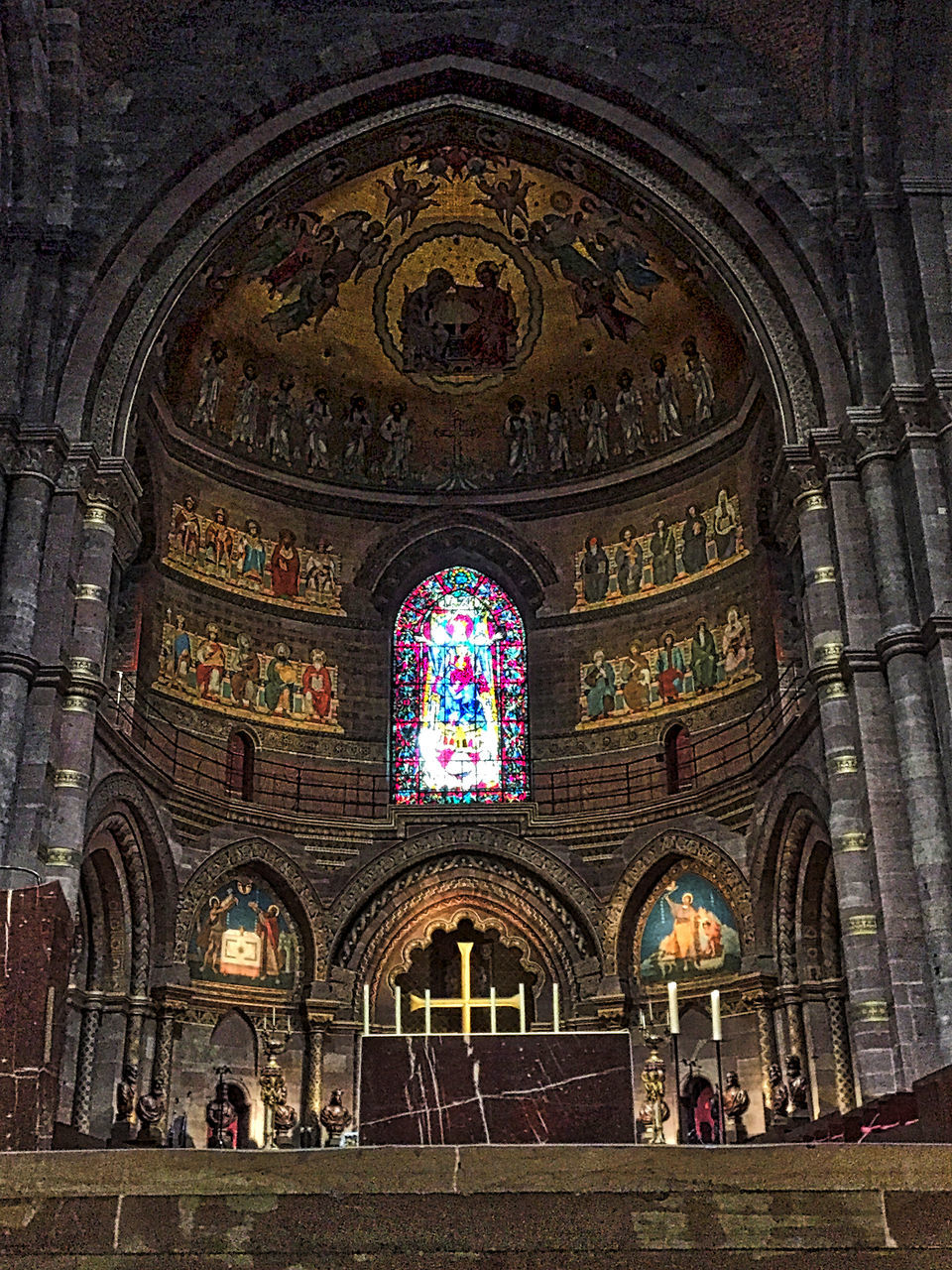 arch, religion, place of worship, spirituality, church, architecture, stained glass, built structure, low angle view, facade, entrance, arched, person, gothic style, multi colored, architectural feature, history, interiors, majestic