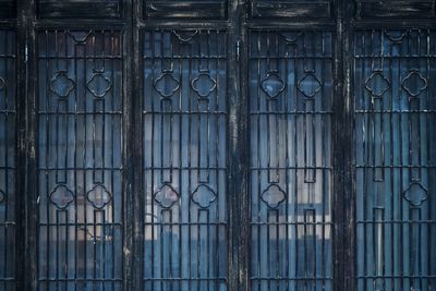 Full frame shot of closed metal door of building